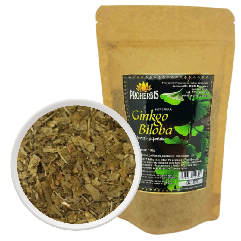 Ginkgo biloba miłorząb japoński 100g liście cięte NA PAMIĘĆ KONCENTRACJĘ
