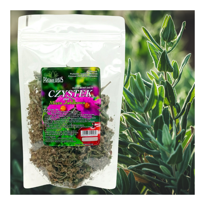 Czystek z miętą jabłkową 50 g naturalna herbata na odporność i relaks