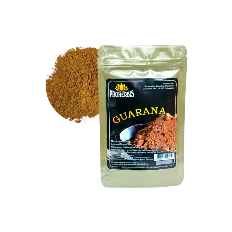 Guarana 100% proszek 50 g naturalna wspierająca energię