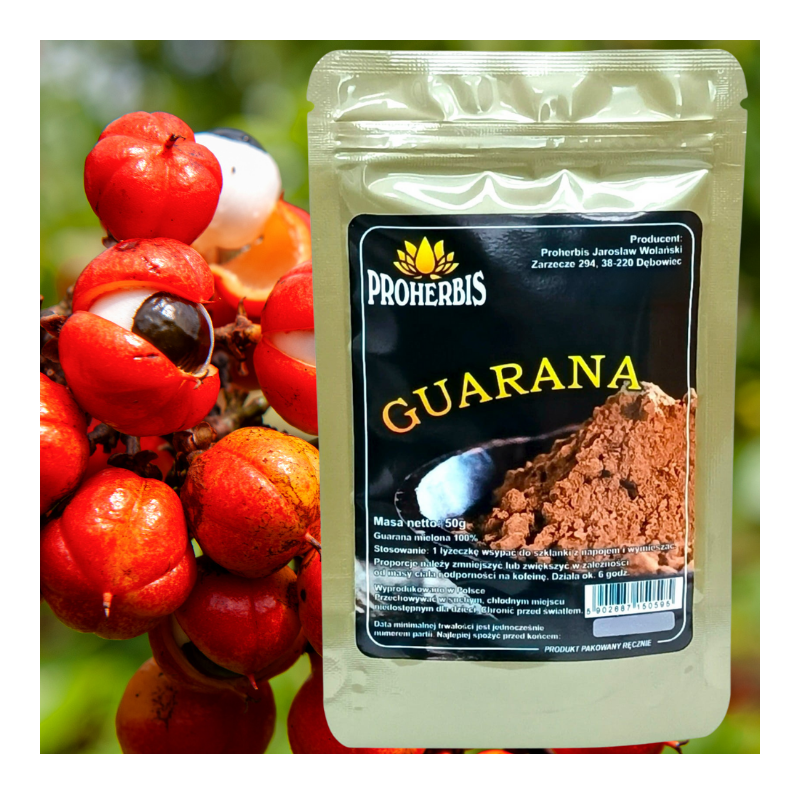 Guarana 100% proszek 50 g naturalna wspierająca energię