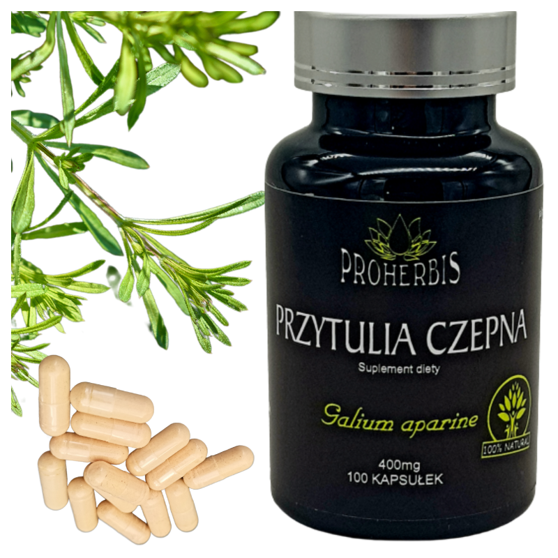 Przytulia czepna 100 kapsułek 400 mg DETOKS wspomaga prawidłową pracę limfy