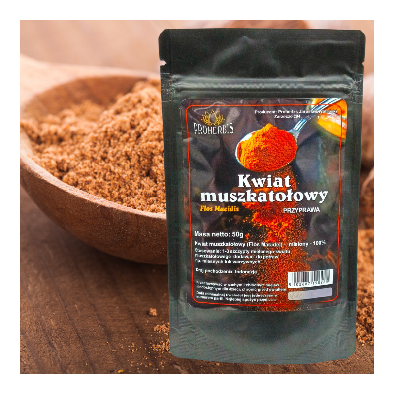 Kwiat Muszkatołowy 50g mielony naturalny aromat do potraw mięsnych deserów
