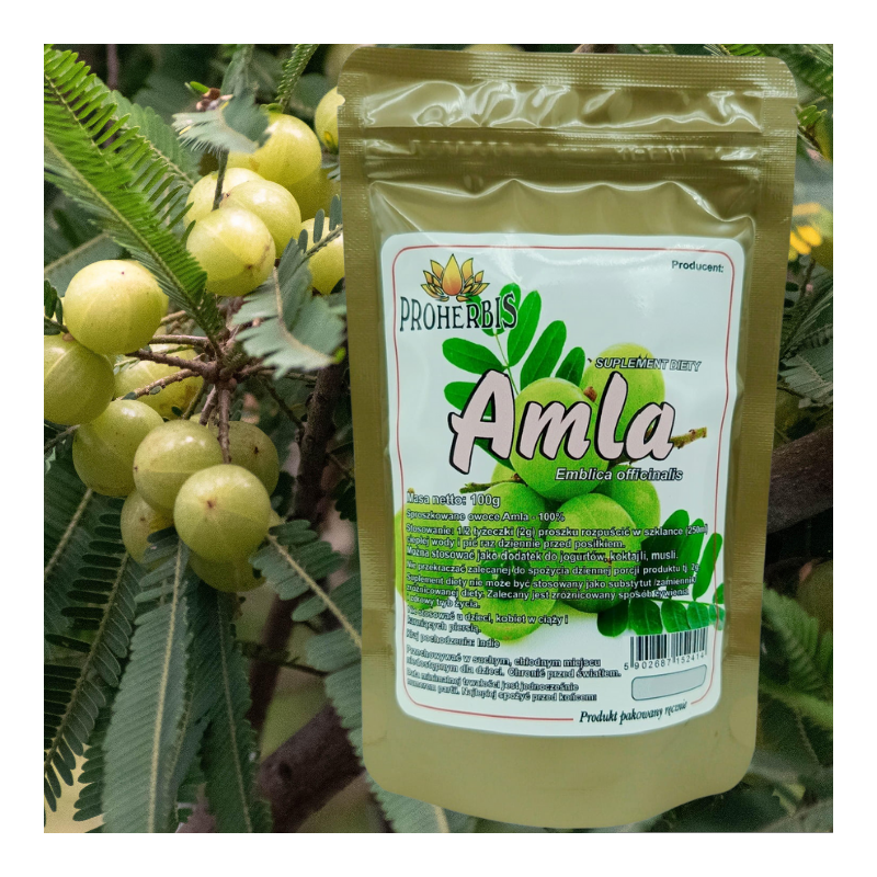 Amla 100g sproszkowane owoce suplement diety naturalna witamina C zdrowie