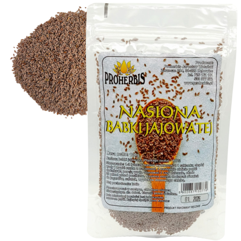Babka jajowata 100% nasiona 100g naturalne wsparcie trawienia zdrowie