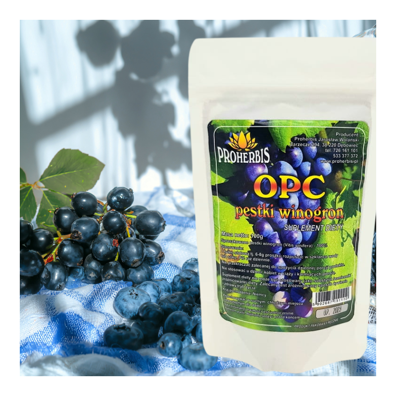OPC Pestki Winogron 100g Proherbis | Naturalny Antyoksydant