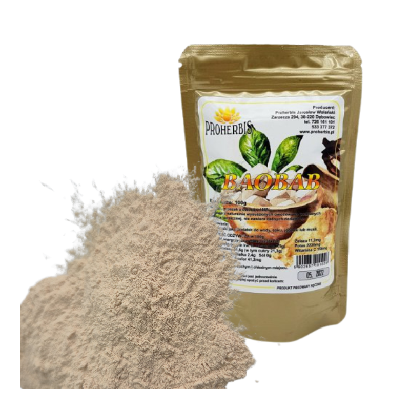 Owoc Baobabu Mielony 100g Proherbis | 100% Naturalny Superfood