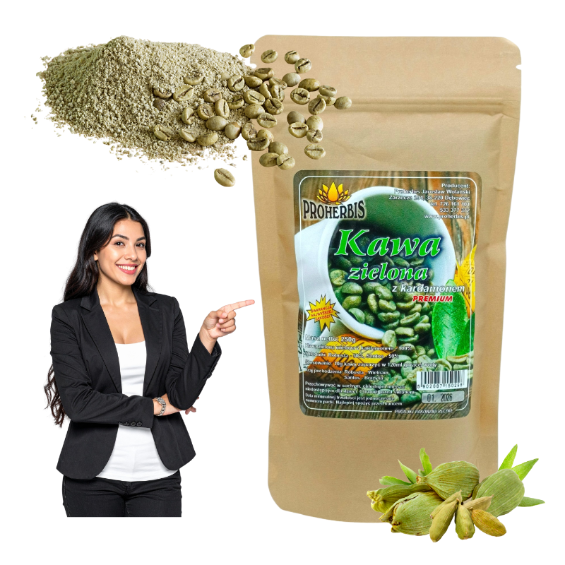 Kawa Zielona 250g z Kardamonem Proherbis – Naturalne Wsparcie Metabolizmu