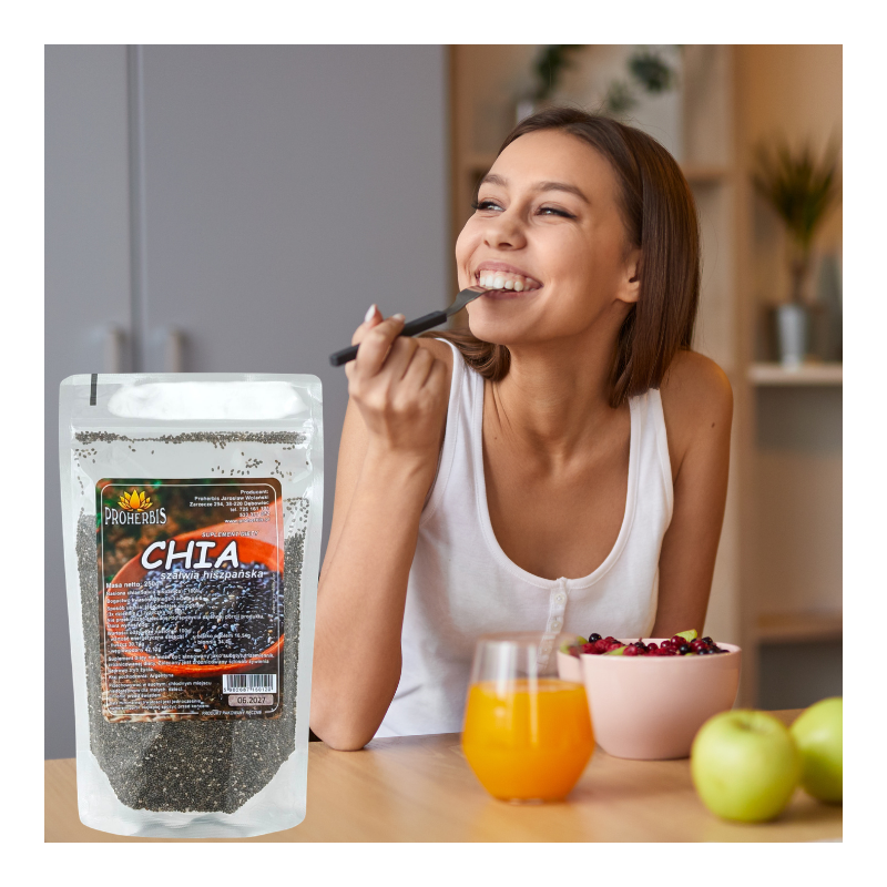 Chia Nasiona 250g Proherbis – Szałwia Hiszpańska – Superfood do Koktajli i Owsianek