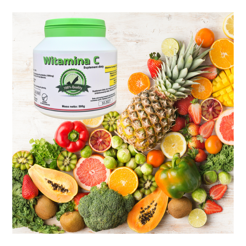 Witamina C Kwas L-askorbinowy WSPARCIE ODPORNOŚCI 500g suplement diety