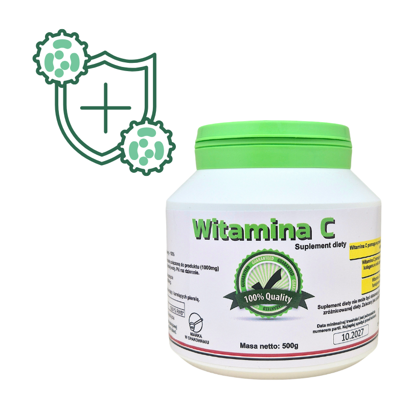 Witamina C Kwas L-askorbinowy WSPARCIE ODPORNOŚCI 500g suplement diety
