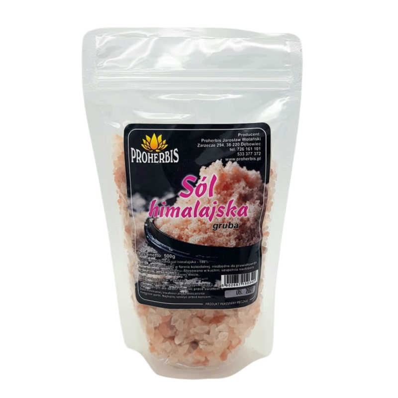 Sól Himalajska Gruba 500g Proherbis naturalna różowa
