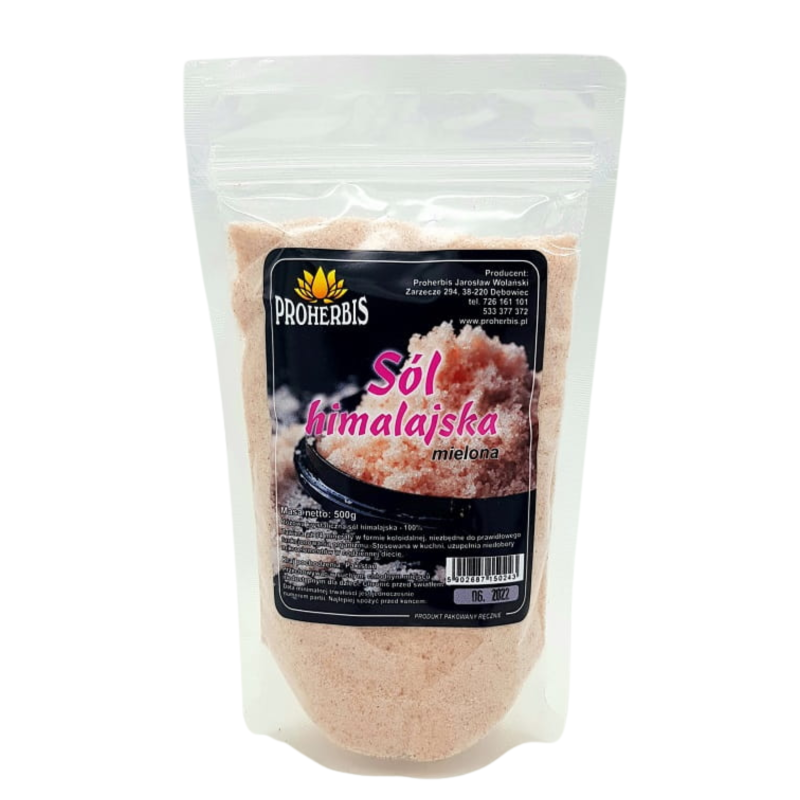 Sól Himalajska Mielona 500g Proherbis naturalna różowa