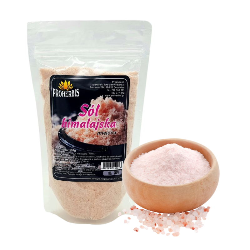 Sól Himalajska Mielona 500g Proherbis naturalna różowa