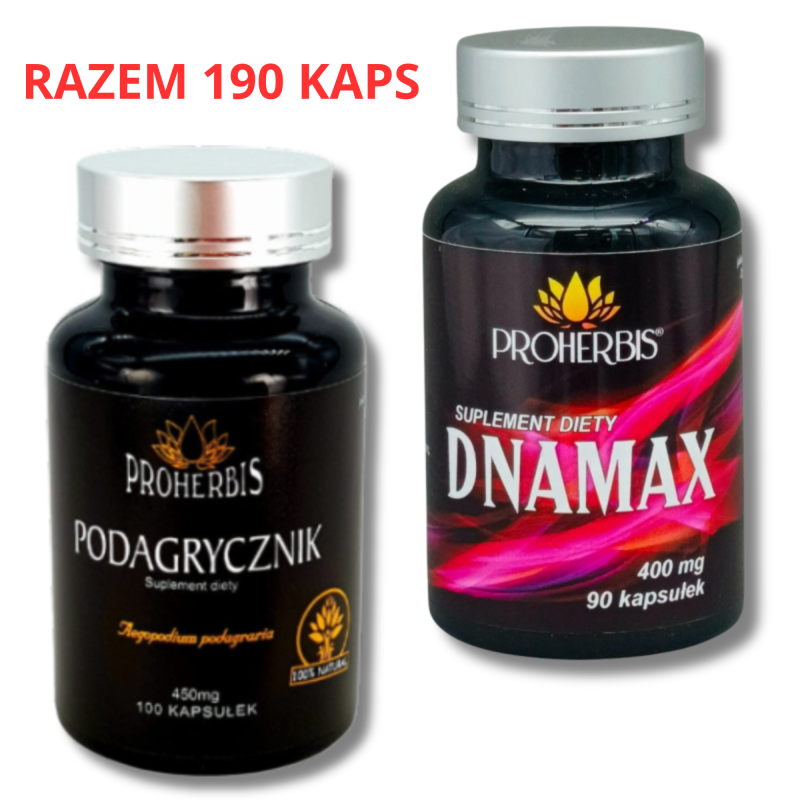 Podagrycznik 100 kaps 450 mg + Dnamax 90 kaps ZESTAW na stawy podagrę