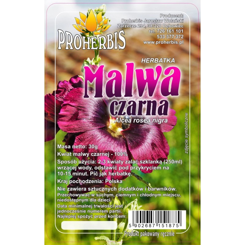 Malwa czarna kwiat 30g Proherbis na gardło drogi oddechowe