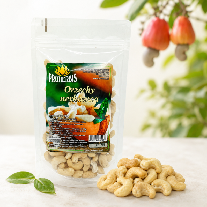 Orzechy nerkowca 200g Proherbis naturalne niesolone