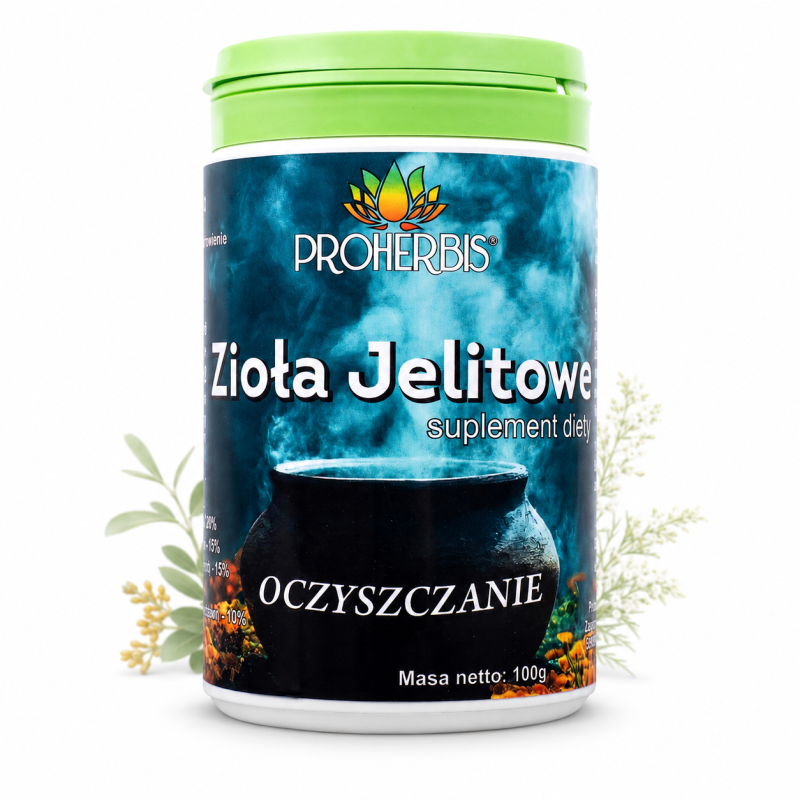 Zioła Jelitowe OCZYSZCZANIE 100g suplement diety mieszanka ziołowa Proherbis