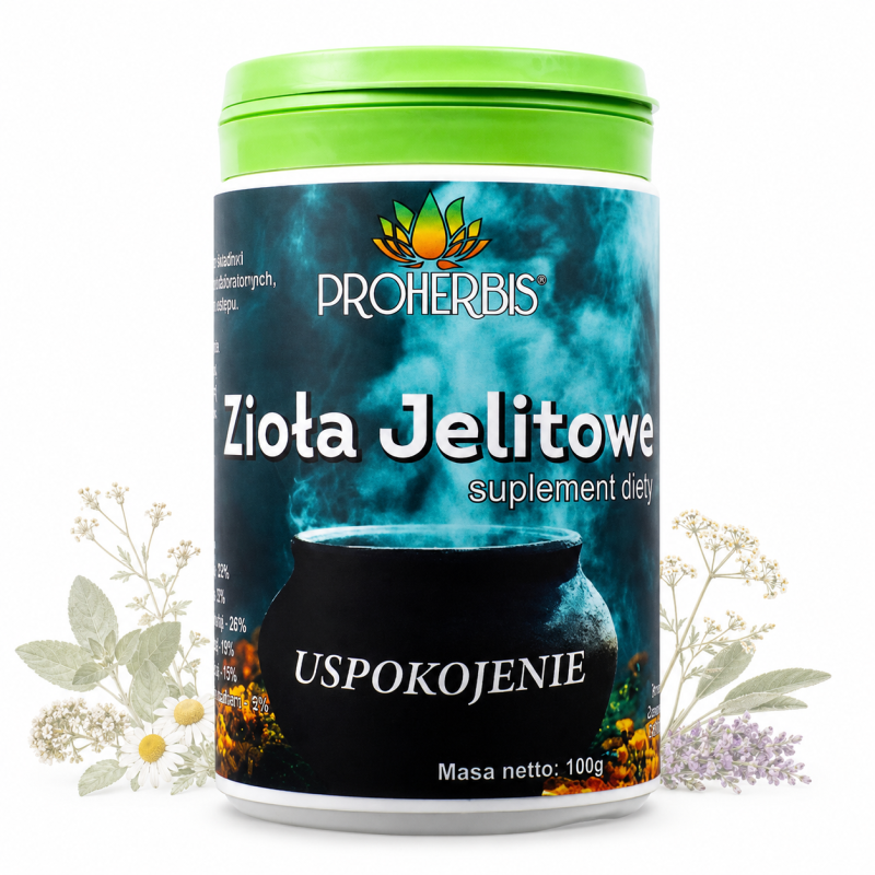 Zioła Jelitowe USPOKOJENIE 100g suplement diety mieszanka ziołowa Proherbis