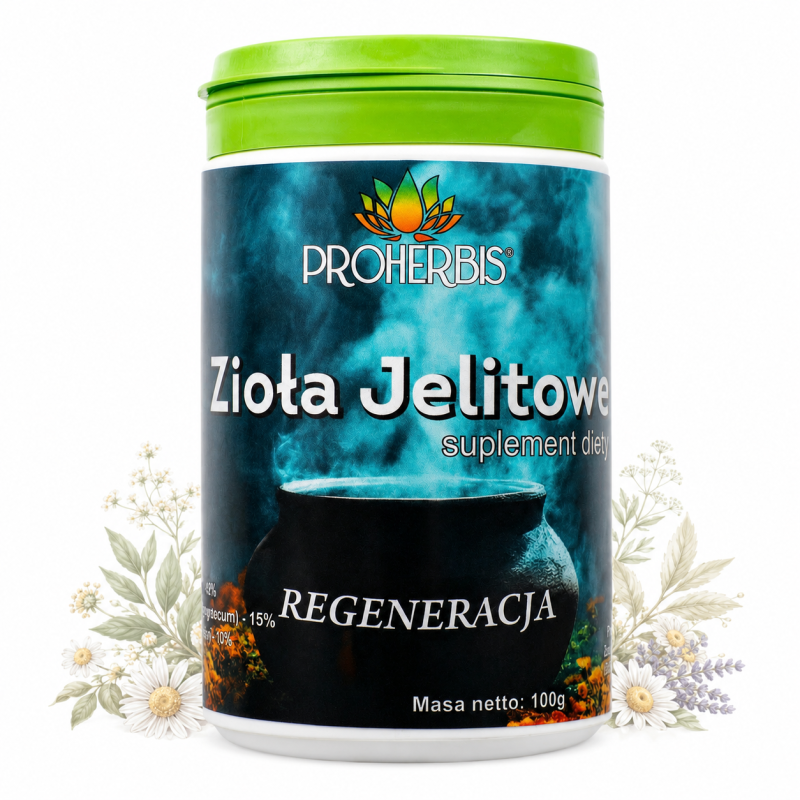 Zioła Jelitowe REGENERACJA 100g suplement diety mieszanka ziołowa Proherbis