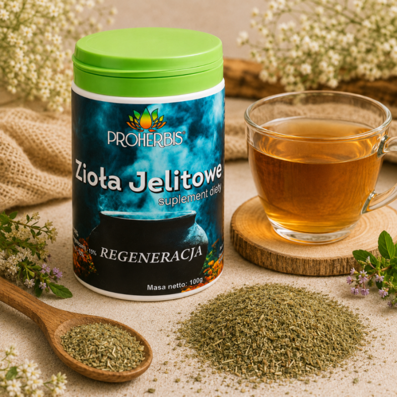 Zioła Jelitowe REGENERACJA 100g suplement diety mieszanka ziołowa Proherbis