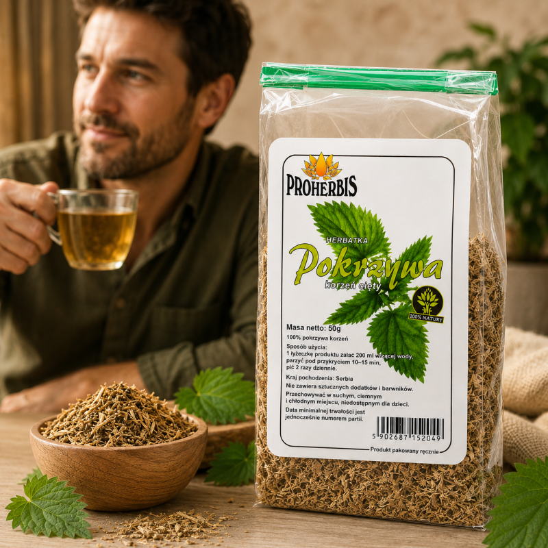 Korzeń pokrzywy 50 g — suszony korzeń do naparu