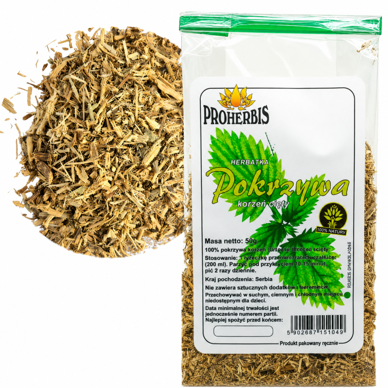 Korzeń pokrzywy 50 g — suszony korzeń do naparu