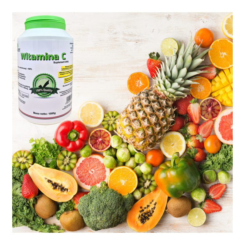 Witamina C Kwas L-askorbinowy WSPARCIE ODPORNOŚCI 1000g 1kg suplement diety