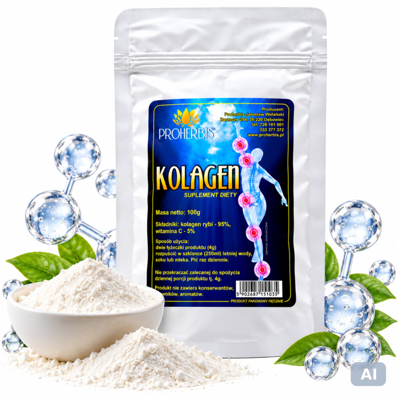 Kolagen rybi proszek 100 g z witaminą C — Proherbis