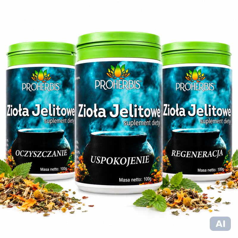 Zioła Jelitowe 3 × 100 g – Zestaw 3 Etapów | Proherbis