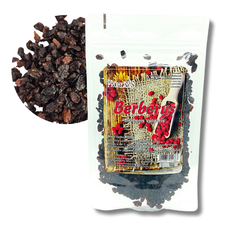 Berberys suszony 100% owoce 100 g naturalne, bez dodatku cukru