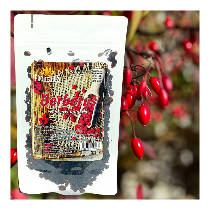 Berberys suszony 100% owoce 100 g naturalne, bez dodatku cukru