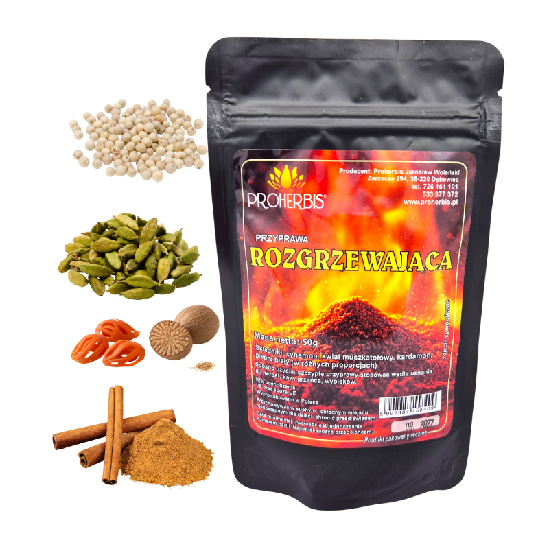 Proherbis Przyprawa Rozgrzewająca 50g - cynamon, kardamon, biały pieprz, kwiat muszkatołowy