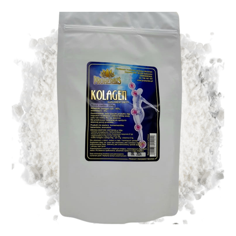 Kolagen rybi proszek 200 g z witaminą C — Proherbis
