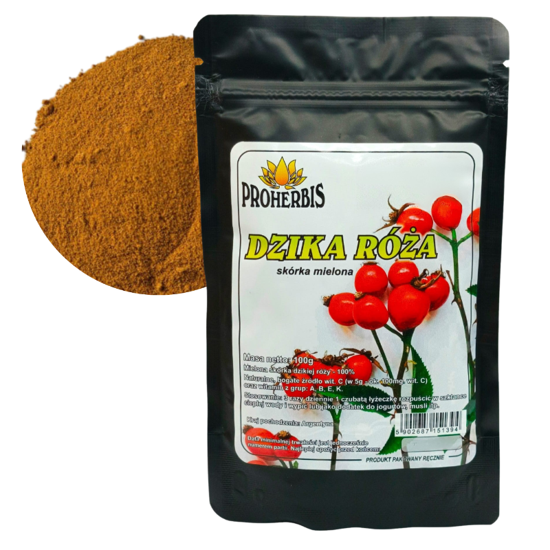 Dzika róża skórka mielona 100 g — Proherbis