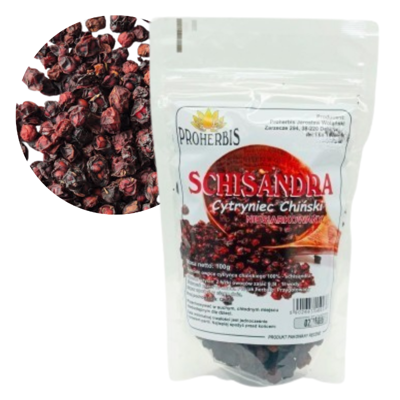 Cytryniec chiński Schisandra 100 g — suszone owoce