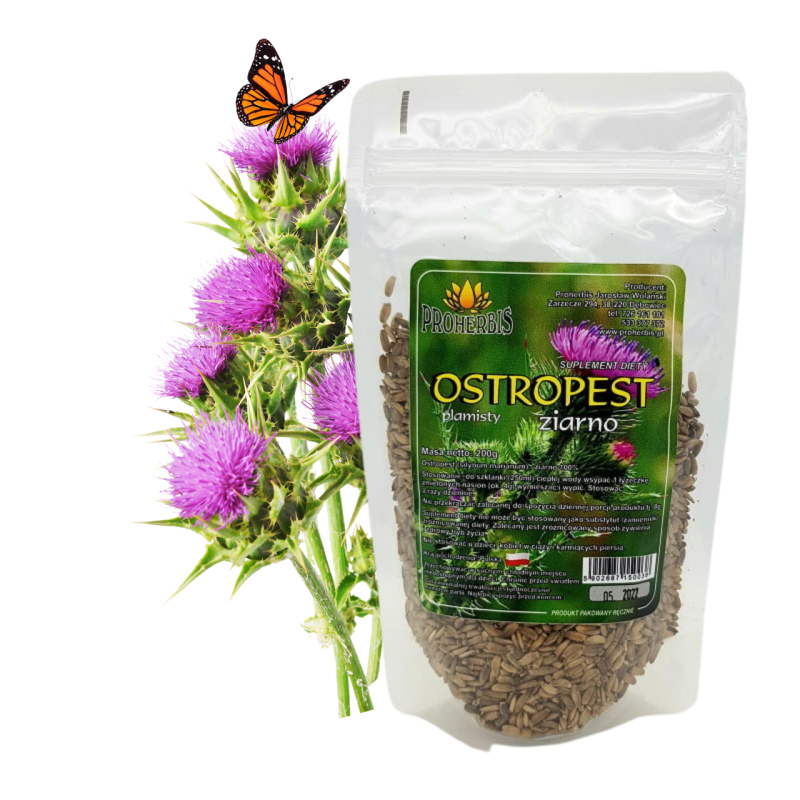 Ostropest plamisty ziarno 200 g – Polska, naturalne wsparcie wątroby