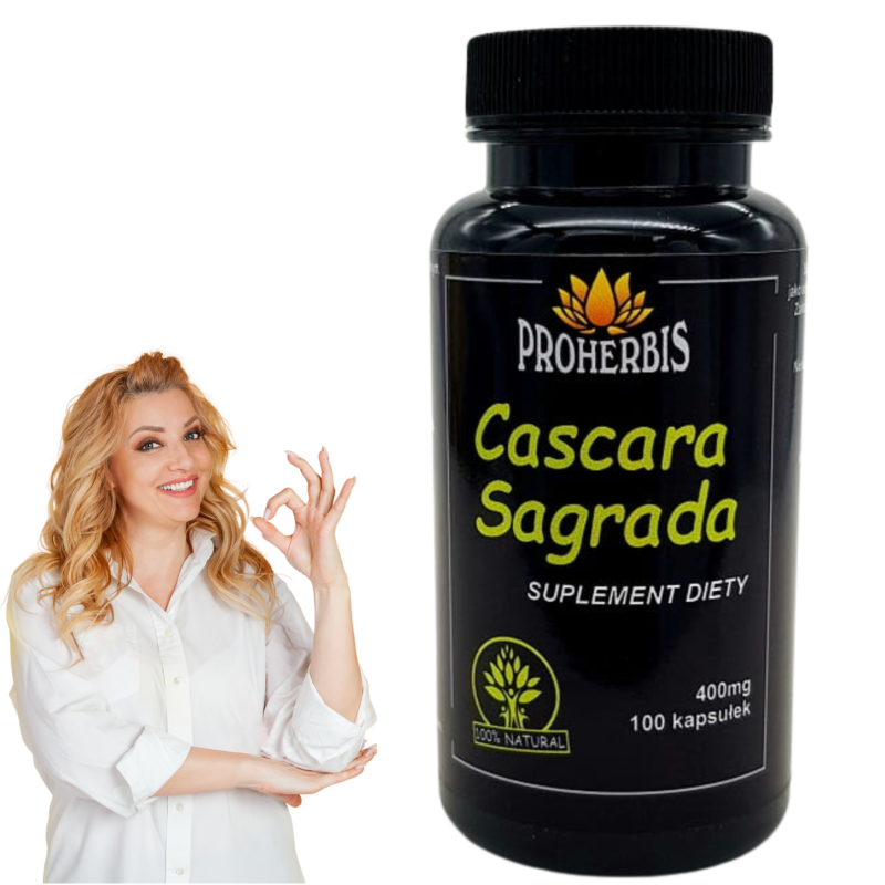 Cascara Sagrada szakłak amerykański 100kaps 400mg na zdrowe jelita zaparcia