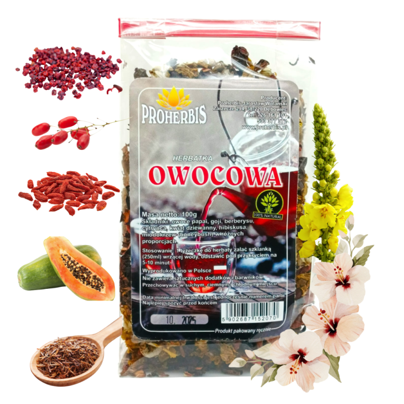 Herbatka owocowa 100g 100% naturalna PYSZNA i ZDROWA