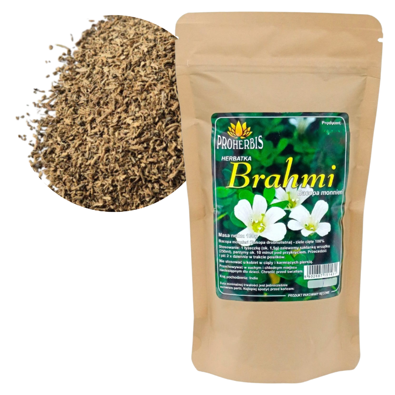 Brahmi Bacopa monnieri 100g susz ziołowy suplement na koncentrację i umysł